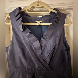 J. Crew Blakely Faux Wrap Silk Taffeta Dress in navy blue, size 16